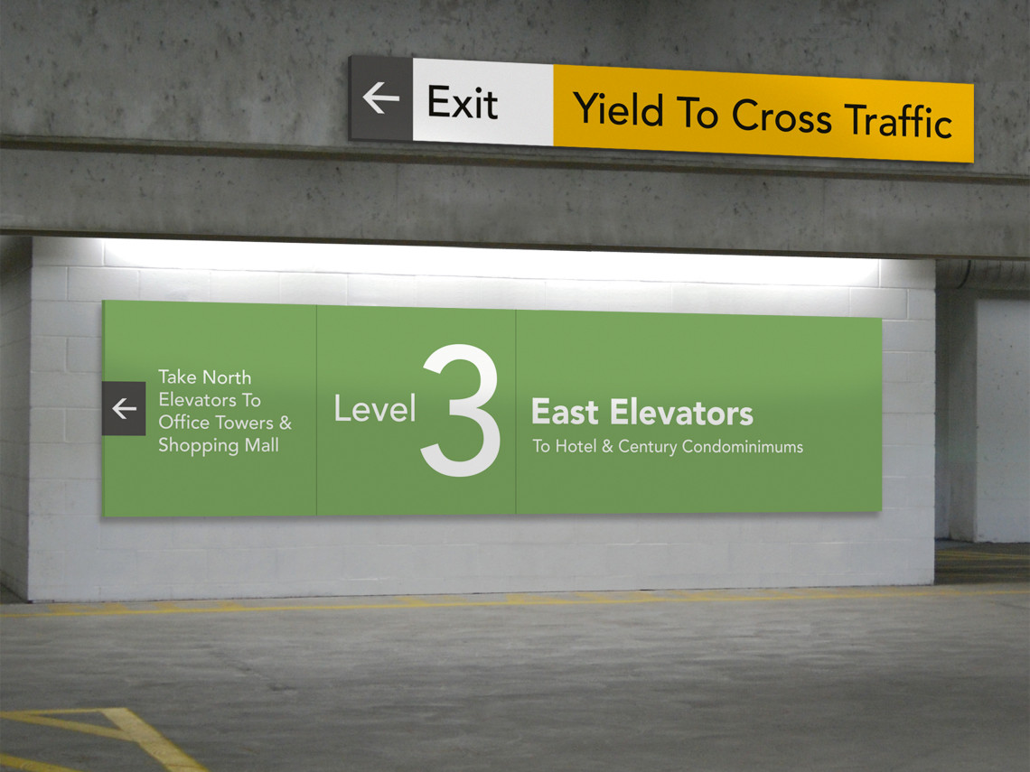 Century-Park-West-4-yield-elevator-directional-signs