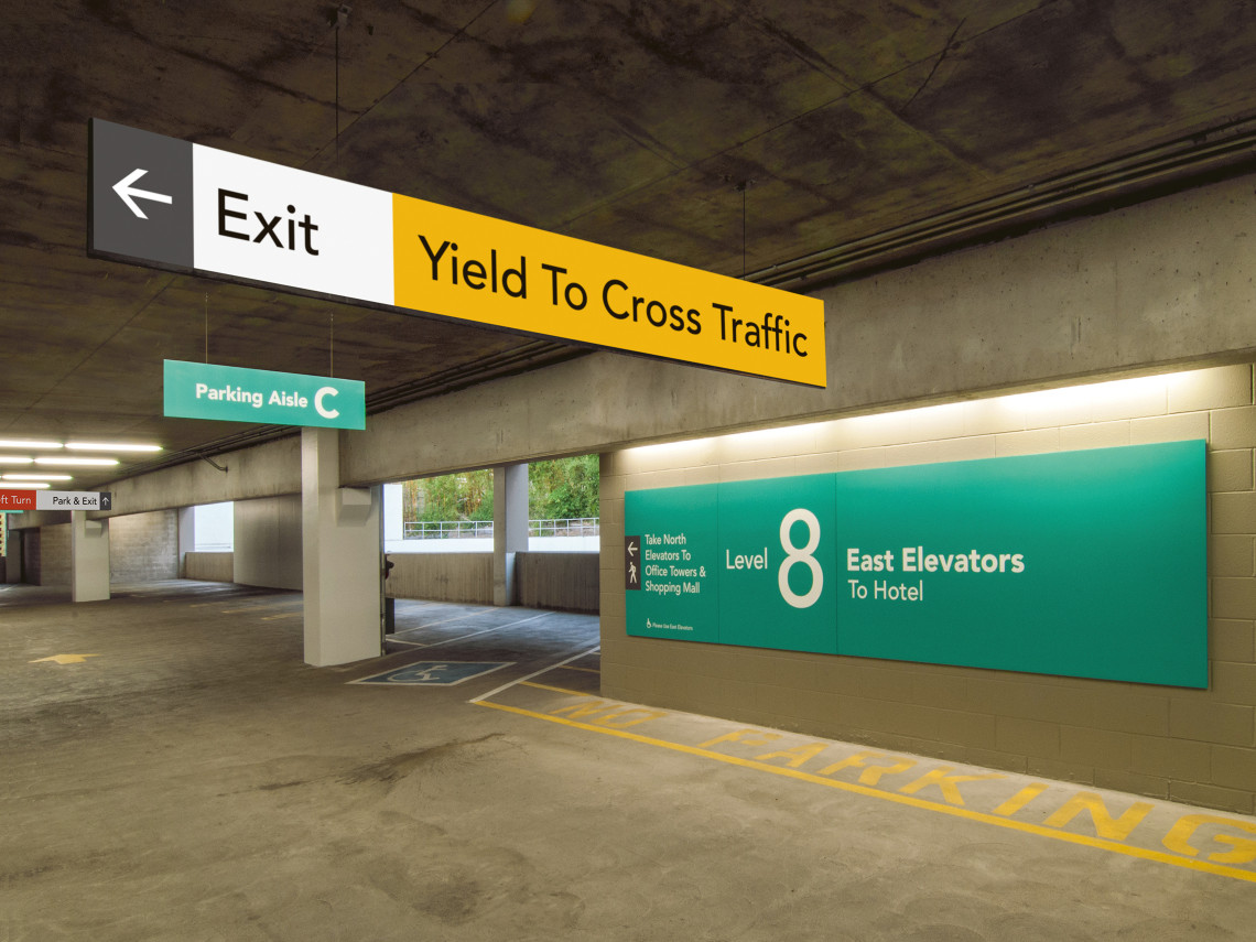 Century-Park-West-8-yield-elevator-directional-signs